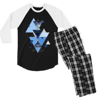 Geometric Triangle Compilation In Blue Men's 3/4 Sleeve Pajama Set | Artistshot