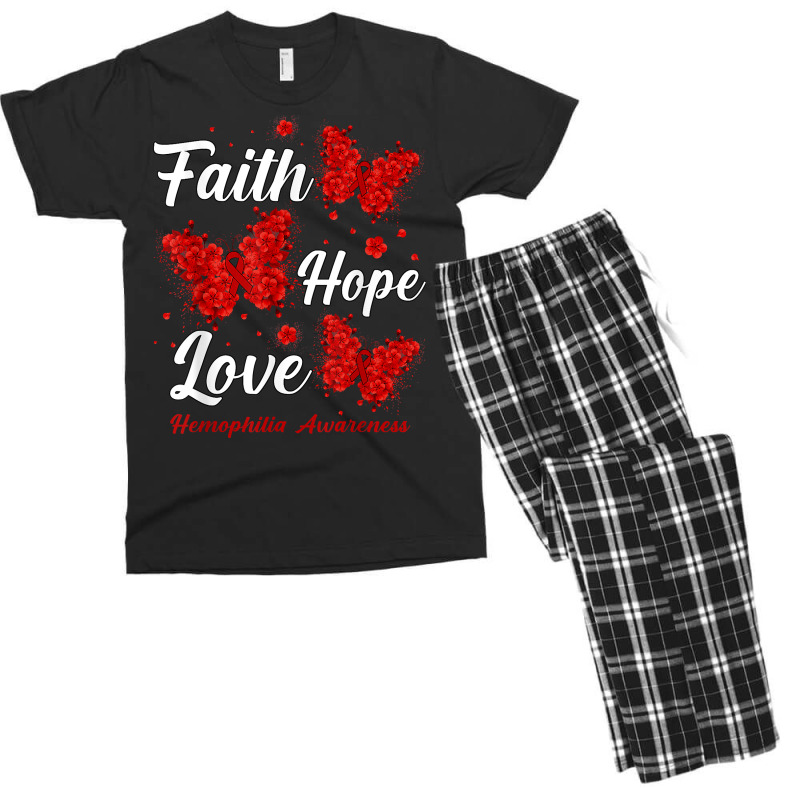 Faith Hope Love Hemophilia Awareness Butterfly T Shirt Men's T-shirt Pajama Set by alyshasur9x | Artistshot