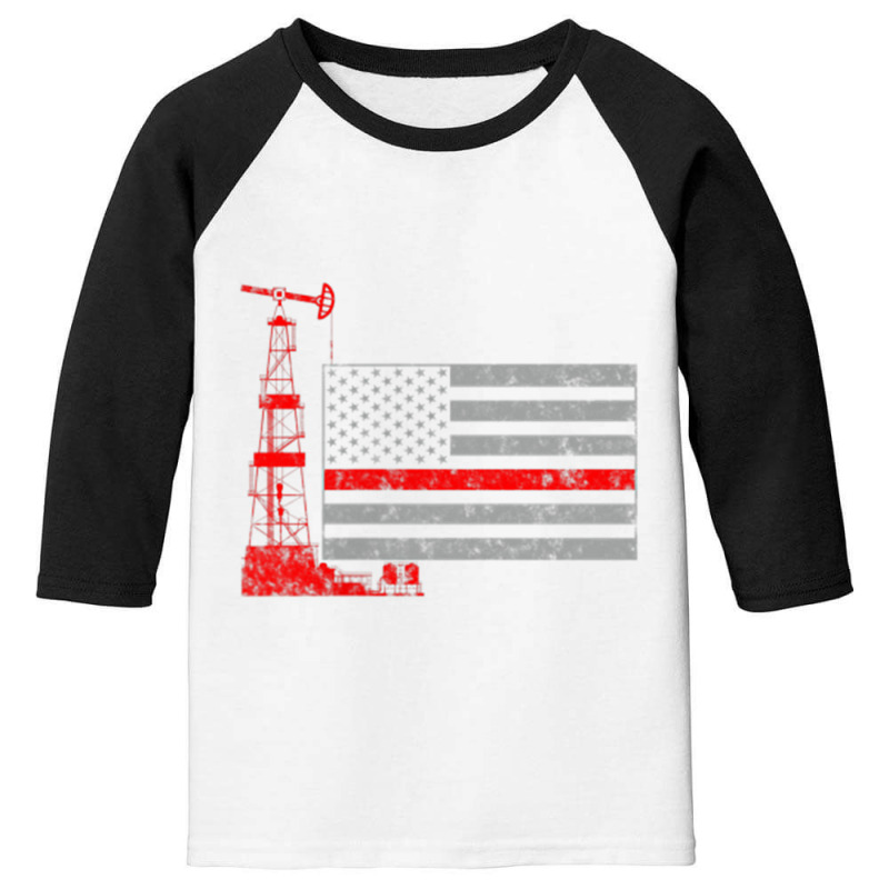 Oil Drilling Rig Flag American Gift For Oilfield Workers Youth 3/4 Sleeve | Artistshot