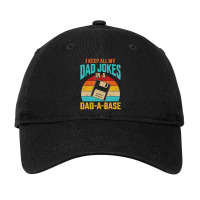 I Keep All My Dad Jokes In A Dad-a-base Vintage Fathers Day Adjustable Cap | Artistshot