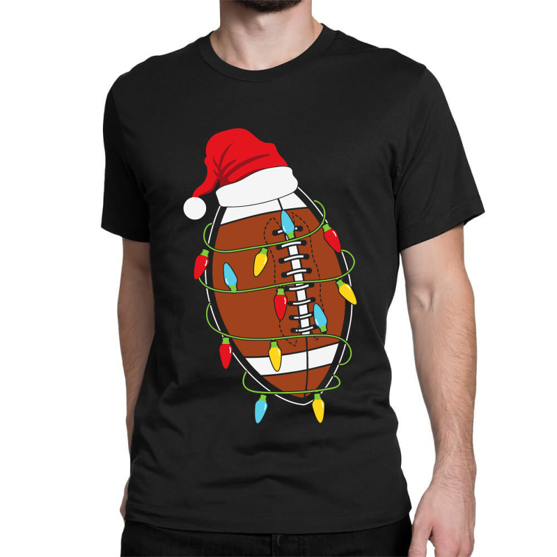 Football Christmas American Football With Hat Funny Xmas 135 Classic T-shirt by coolquirrell | Artistshot