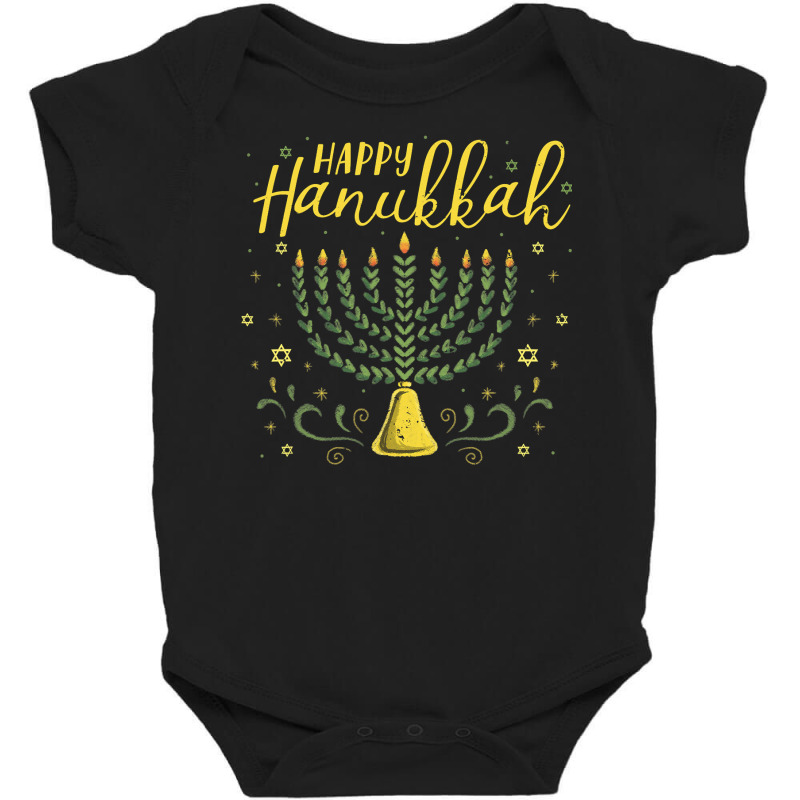 Happy Hanukkah Menorah Jewish Chanukah Festive Holiday Baby Bodysuit | Artistshot