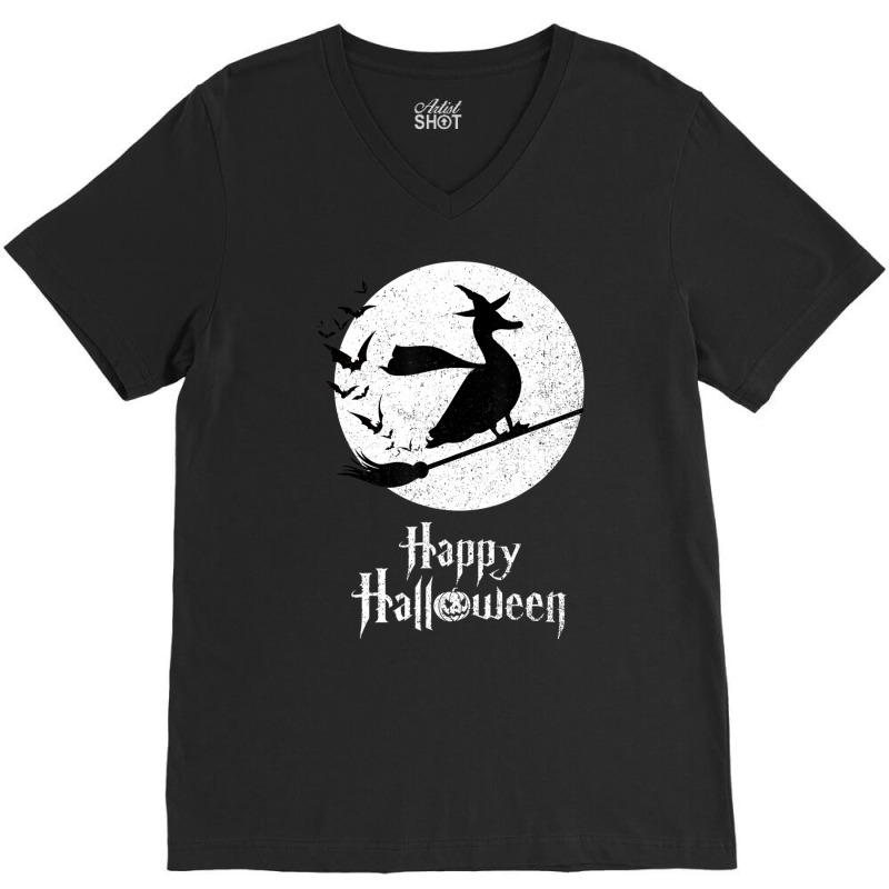 Halloween Costume Witch Pekin Duck Lover V-Neck Tee by Aiello Mcdade | Artistshot