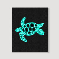 Neon Sea Turtle Portrait Canvas Print | Artistshot