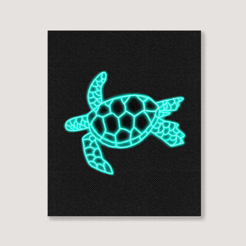 Neon Sea Turtle Portrait Canvas Print | Artistshot