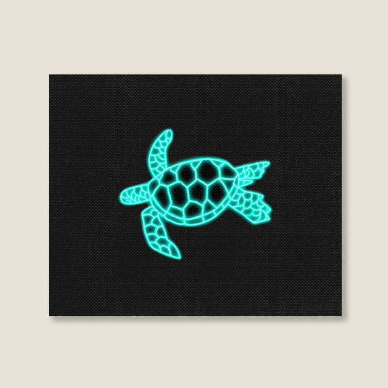 Neon Sea Turtle Landscape Canvas Print | Artistshot