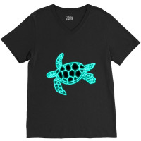 Neon Sea Turtle V-neck Tee | Artistshot