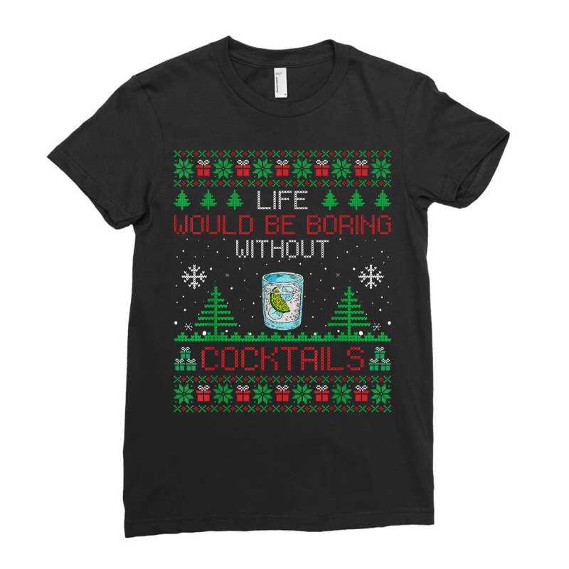 Gin And Tonic Drinker Gift Gin And Tonic Ugly Xmas T Shirt Ladies Fitted T-Shirt by cm-arts | Artistshot