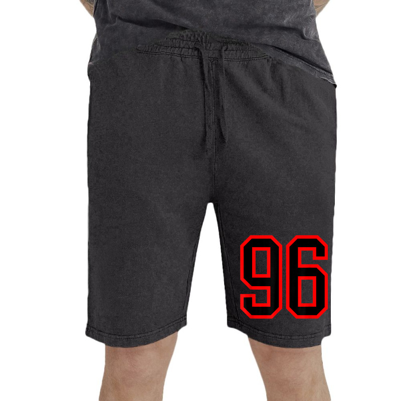 Jersey Number #96 Red Black Sports Birthday Lucky Number 96 Vintage Short by Queens | Artistshot