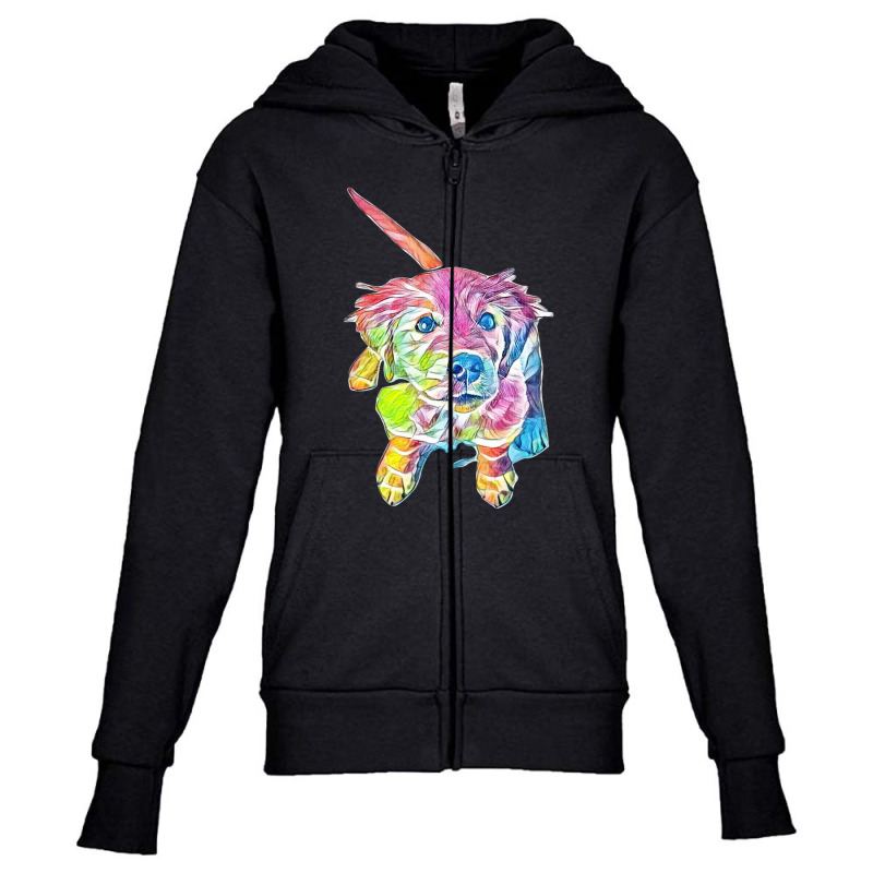 Golden Retriever Looking Up Youth Zipper Hoodie by Kemnabi | Artistshot