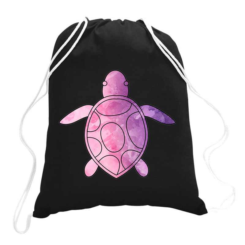 Sea Turtle Purple Watercolor Drawstring Bags | Artistshot