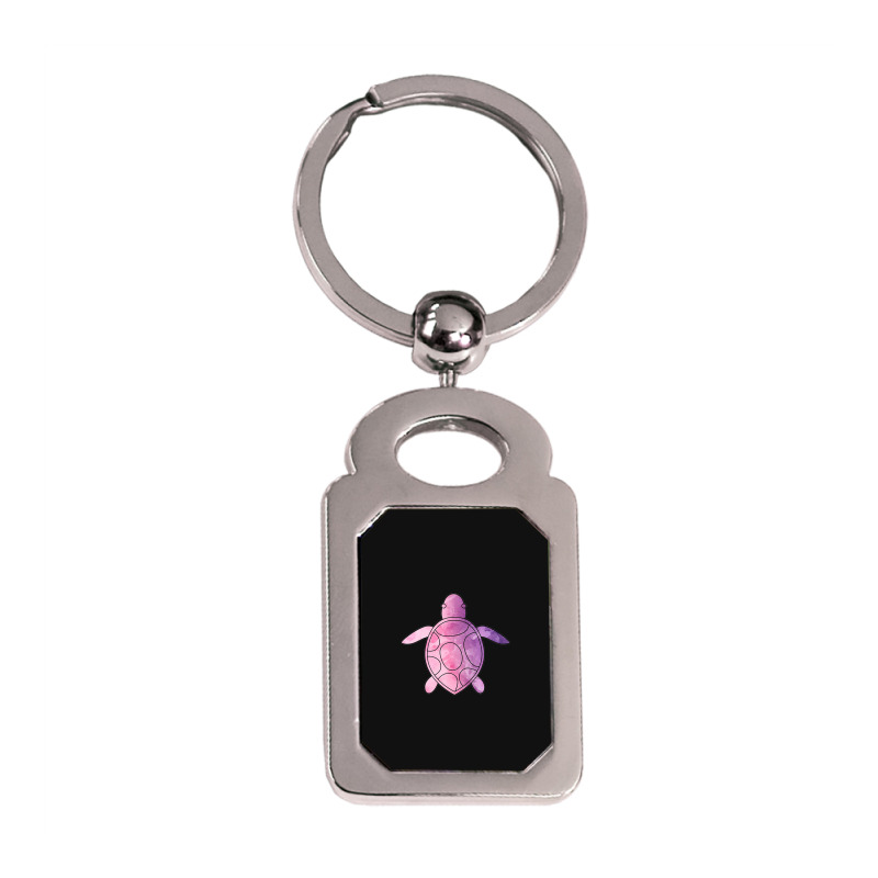 Sea Turtle Purple Watercolor Silver Rectangle Keychain | Artistshot