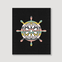 Ship Wheel Green Striped Portrait Canvas Print | Artistshot