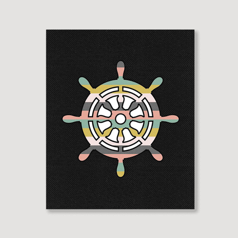 Ship Wheel Green Striped Portrait Canvas Print | Artistshot