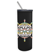 Ship Wheel Green Striped Skinny Tumbler | Artistshot