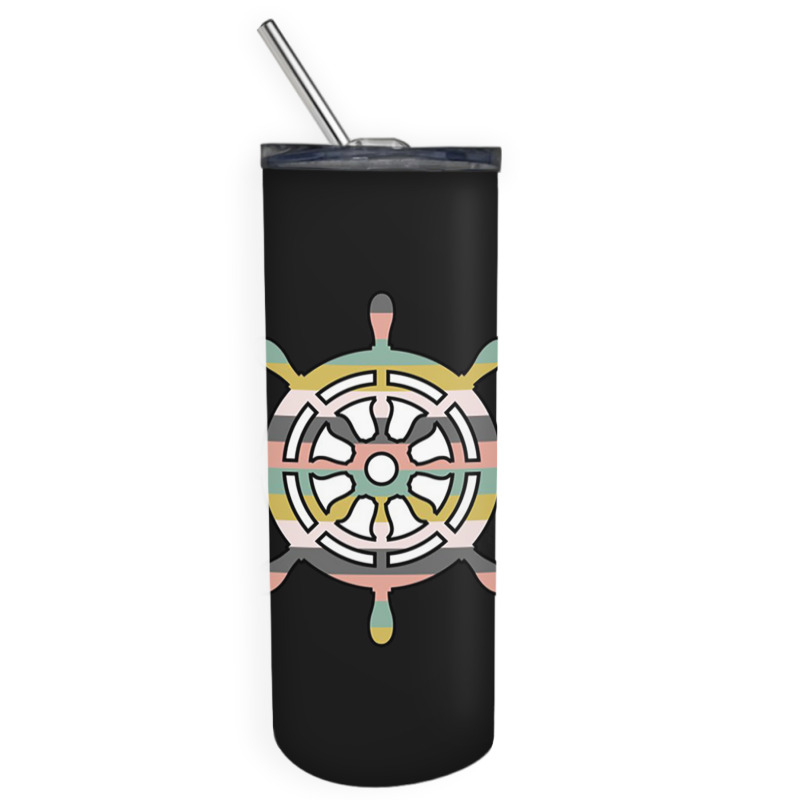 Ship Wheel Green Striped Skinny Tumbler | Artistshot