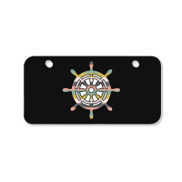 Ship Wheel Green Striped Bicycle License Plate | Artistshot