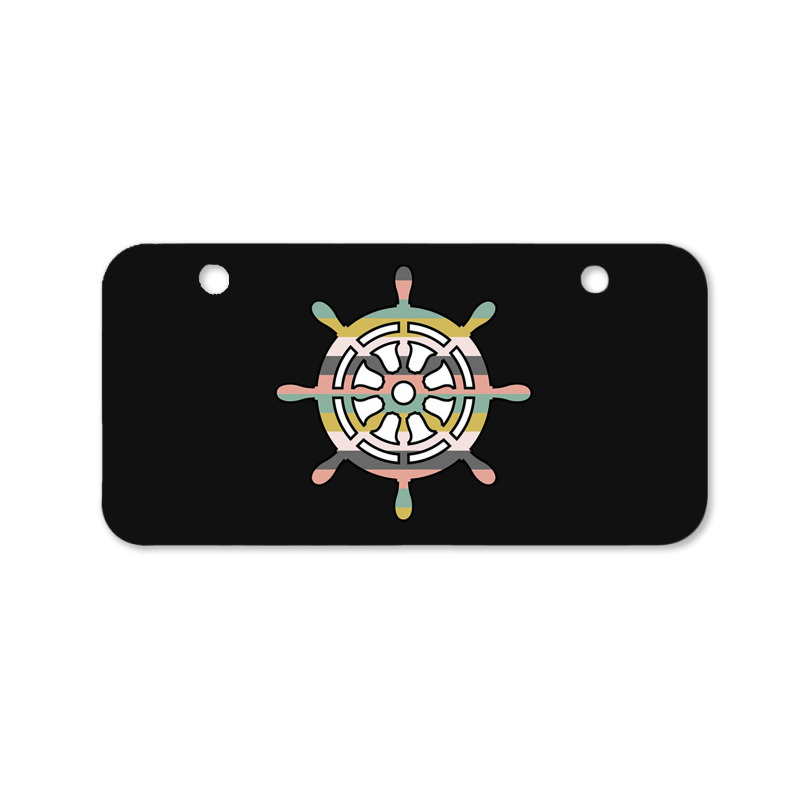 Ship Wheel Green Striped Bicycle License Plate | Artistshot