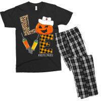 Hospice Nurse Halloween Pumpkin Leopard Love Nurse Life Men's T-shirt Pajama Set | Artistshot