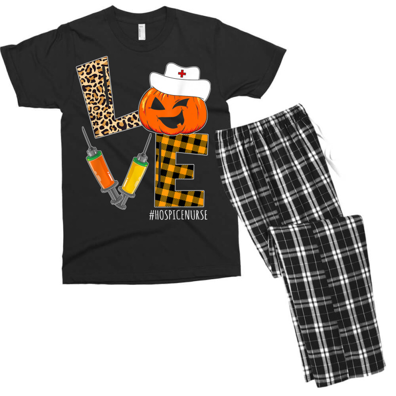 Hospice Nurse Halloween Pumpkin Leopard Love Nurse Life Men's T-shirt Pajama Set | Artistshot