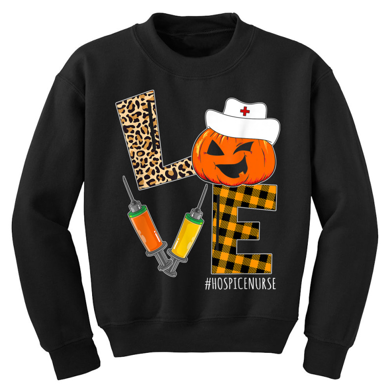 Hospice Nurse Halloween Pumpkin Leopard Love Nurse Life Youth Sweatshirt | Artistshot