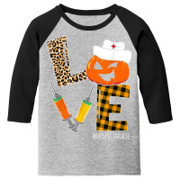 Hospice Nurse Halloween Pumpkin Leopard Love Nurse Life Youth 3/4 Sleeve | Artistshot