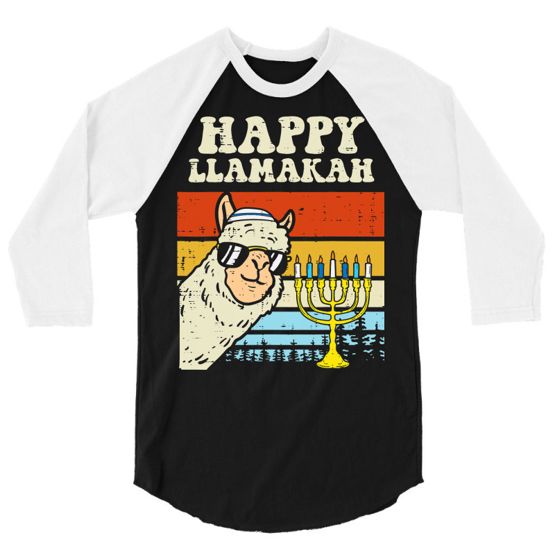 Happy Llamakah Jewish Llama Funny Hanukkah Pajamas Chanukah 3/4 Sleeve Shirt | Artistshot