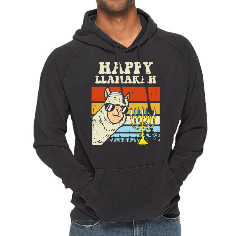 Happy Llamakah Jewish Llama Funny Hanukkah Pajamas Chanukah Vintage Hoodie | Artistshot