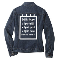 Fun Dog Agility   Part Skill, Speed, Chaos, Makes 1 Q T Shirt Ladies Denim Jacket | Artistshot