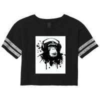 Banksy Dj Monkey Thinker With Headphones Scorecard Crop Tee | Artistshot