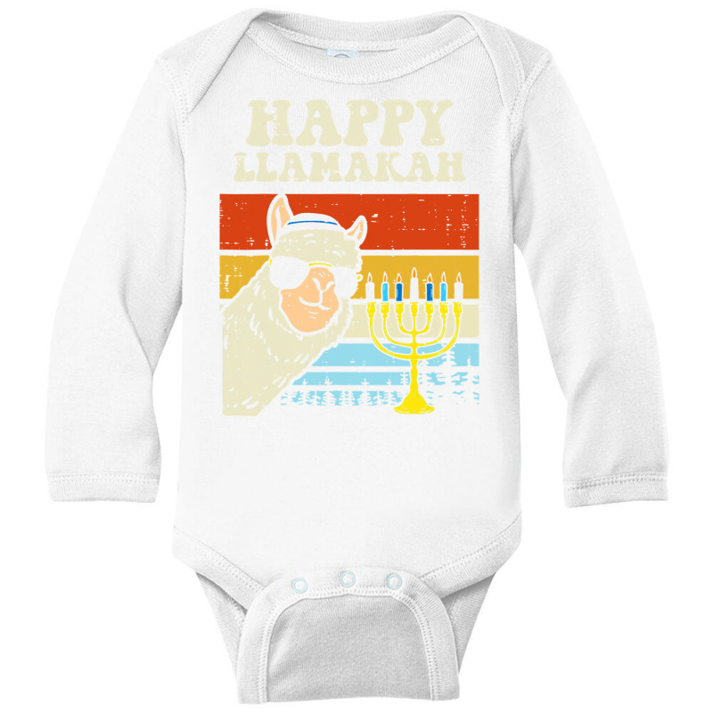 Happy Llamakah Jewish Llama Funny Hanukkah Pajamas Chanukah Long Sleeve Baby Bodysuit | Artistshot