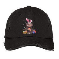 Sloth With Bunny Ears And Easter Eggs Funny, Sloth With Bunny Ears, Ea Vintage Cap | Artistshot