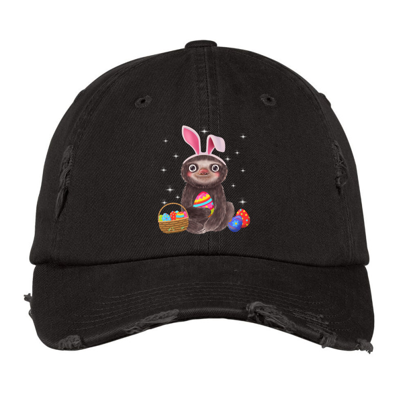 Sloth With Bunny Ears And Easter Eggs Funny, Sloth With Bunny Ears, Ea Vintage Cap by SHOPURT | Artistshot