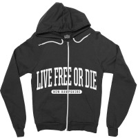 Womens College Style Live Free Or Die New Hampshire Souvenir Gift V Ne Zipper Hoodie | Artistshot