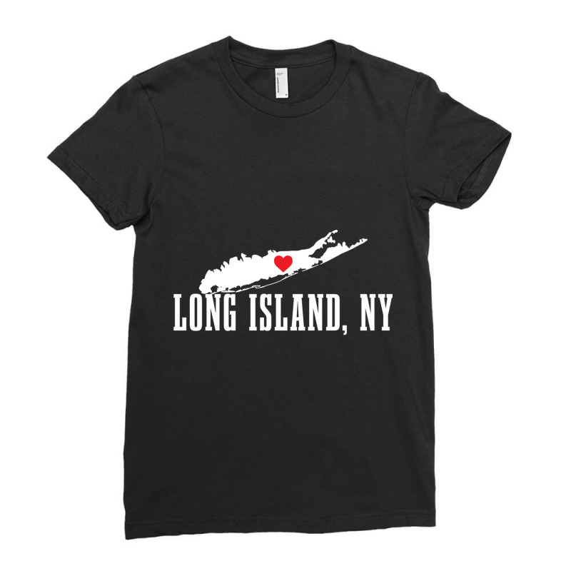 Long Island Ny New York Pride Vintage Long Island Map Pullover Hoodie Ladies Fitted T-Shirt by cm-arts | Artistshot