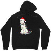 Santa Siberian Husky Christmas Hat Lights Xmas Dog Lover Unisex Hoodie | Artistshot