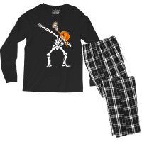 Cute Halloween Costume Dabbing Skeleton Lacrosse Sport Lover Men's Long Sleeve Pajama Set | Artistshot