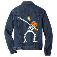 Cute Halloween Costume Dabbing Skeleton Lacrosse Sport Lover Men Denim Jacket | Artistshot