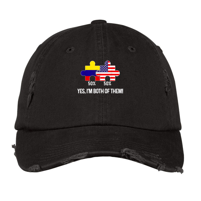 Half American Half Colombian Flag Combined Map Colombia Usa T Shirt Vintage Cap by cm-arts | Artistshot