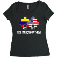 Half American Half Colombian Flag Combined Map Colombia Usa T Shirt Women's Triblend Scoop T-shirt | Artistshot