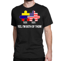 Half American Half Colombian Flag Combined Map Colombia Usa T Shirt Classic T-shirt | Artistshot