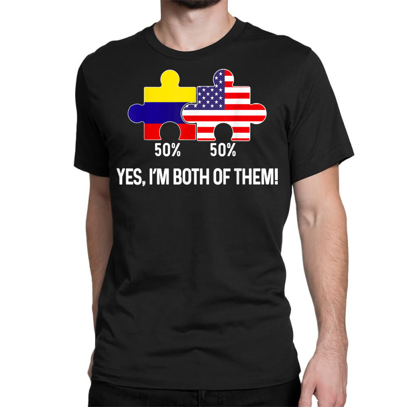 Half American Half Colombian Flag Combined Map Colombia Usa T Shirt Classic T-shirt by cm-arts | Artistshot