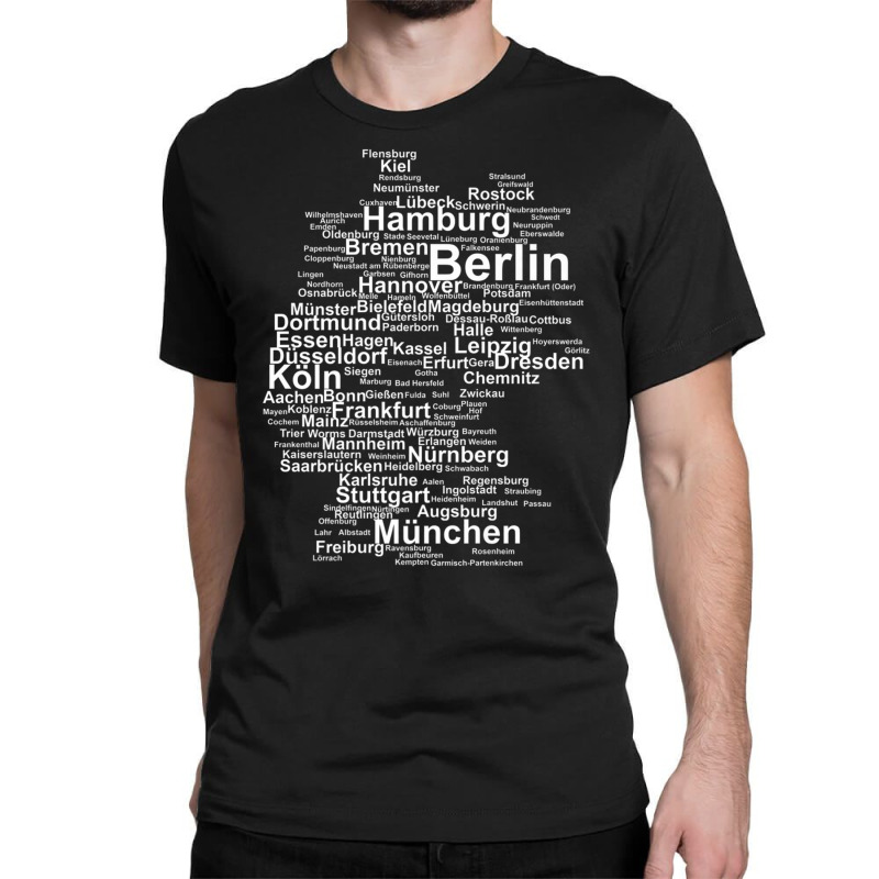 Germany Map Silhouette Towns Cities Berlin Hamburg Travel Premium T Sh Classic T-shirt | Artistshot