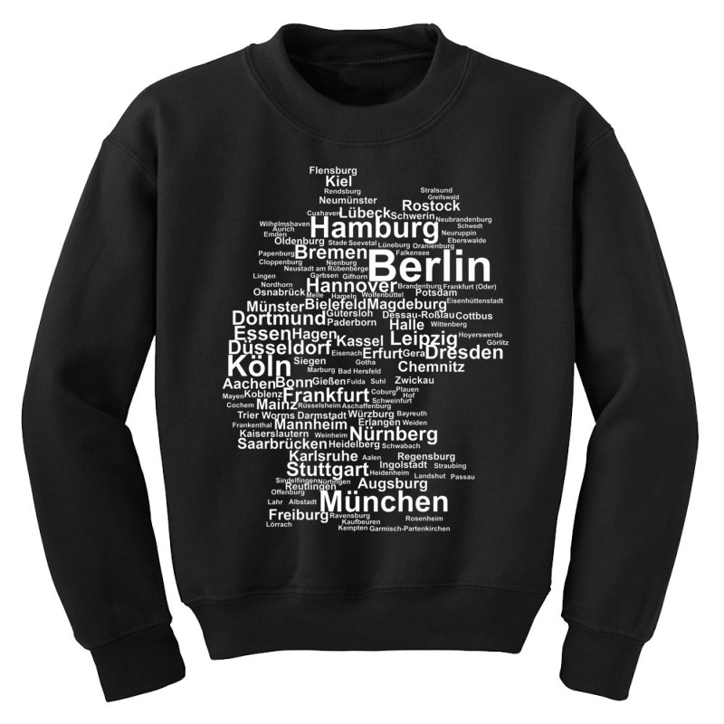 Germany Map Silhouette Towns Cities Berlin Hamburg Travel Premium T Sh Youth Sweatshirt | Artistshot