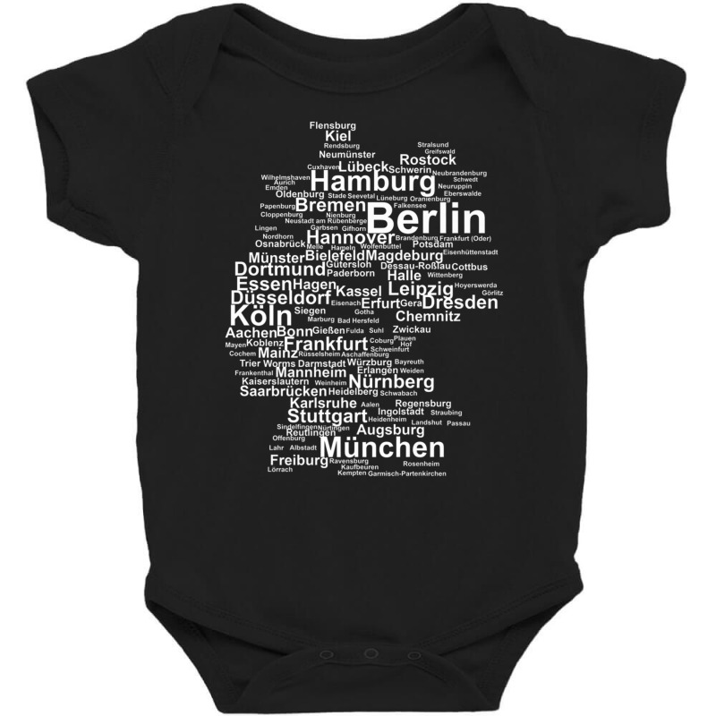 Germany Map Silhouette Towns Cities Berlin Hamburg Travel Premium T Sh Baby Bodysuit | Artistshot