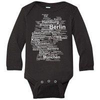 Germany Map Silhouette Towns Cities Berlin Hamburg Travel Premium T Sh Long Sleeve Baby Bodysuit | Artistshot