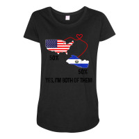 Half American Half El Salvador Flag Combined Map Salvadorian T Shirt Maternity Scoop Neck T-shirt | Artistshot