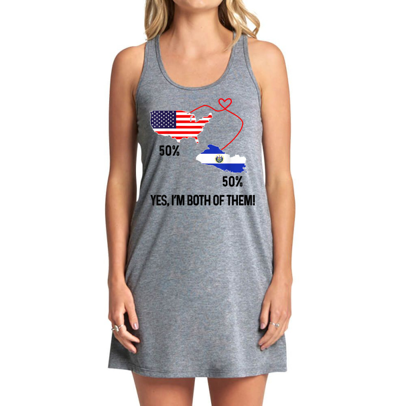 Half American Half El Salvador Flag Combined Map Salvadorian T Shirt Tank Dress by leiseyxlmorit | Artistshot