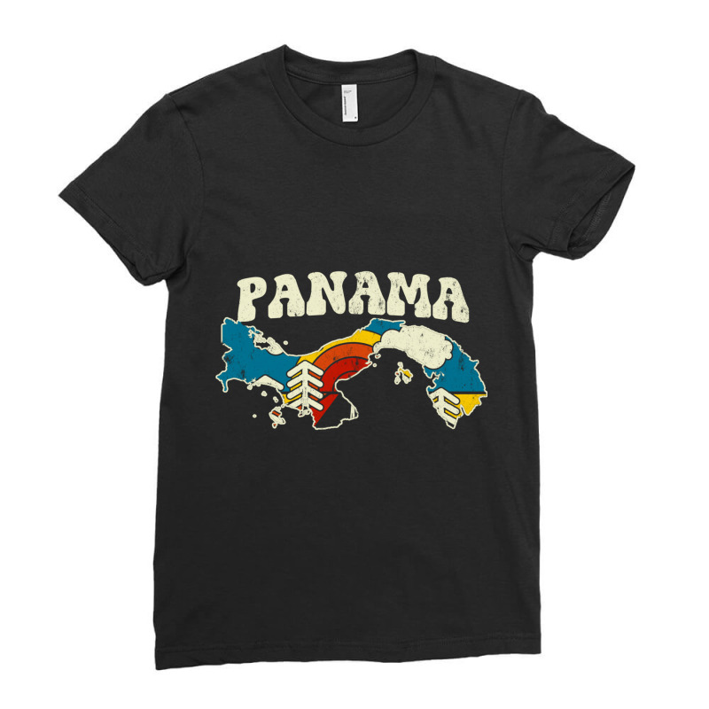 Panama Vintage Panamanian Country Rainbow Retro 70s Map Pullover Hoodi Ladies Fitted T-Shirt by cm-arts | Artistshot