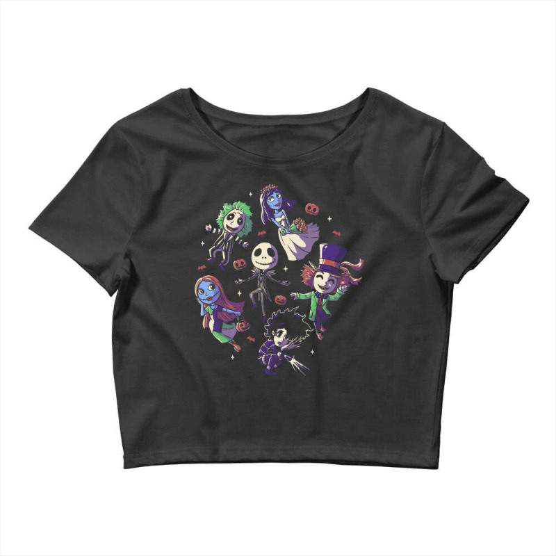 Burtons Halloween Funny Cute Spooky Characters Crop Top by cm-arts | Artistshot